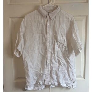 J.Crew Mens Medium 100% Irish Linen Short Sleeve Button Down Shirt Color Cream